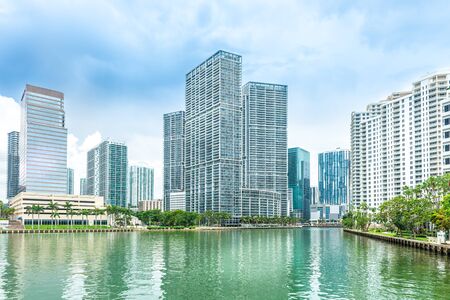 Miami, USA - jun 10, 2018: The Brickell key buildings in Miami downtownのeditorial素材