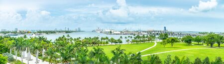 Miami, USA - jun 10, 2018: Panorama and skyline of Miami city from the museum park