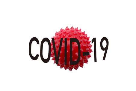 Coronavirus (Covid-19) with virus illustration in white isolated background.の写真素材