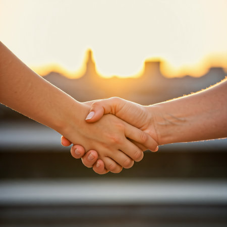 Family shaking hands. shaking hand on white isolated background. kid and motherの素材