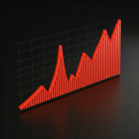 Financial Arrow Graphs on a black background. illustration. Abstract chart with trendsの素材