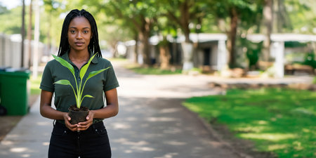 Two Hands Holding a Young Green Plant as a Symbol of Growth, Sustainability, Cooperation, Hope, and Environmental Responsibilityの素材