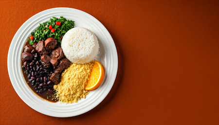Typical dish of Brazilian cuisine called Feijoada, with black beans, bacon, sausage and porkの素材