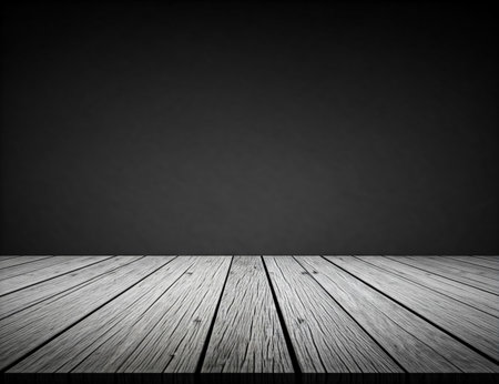 Wood table top on blur counter background.For montage product display or design key visual layout.の素材