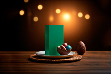 Abstract Easter Day Podium Platform For Product Display Showcase. Chocolate eggs.の素材
