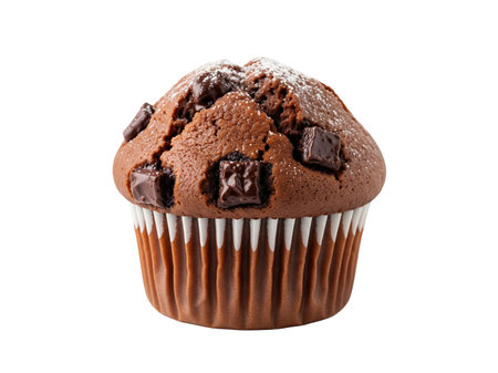Chocolate muffin isolated on white background. Clipping path included.の素材