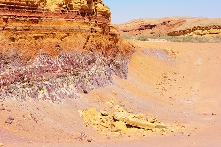 Multicolored stones of Makhtesh Ramon, unique crater in Israel