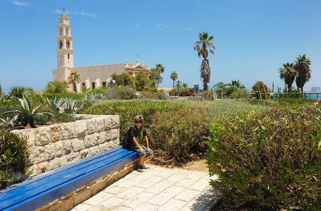 The streets, houses and trees of Old Jaffaの写真素材