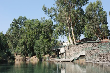 Yardenit on the Jordan River, the place of baptism of Christ and of pilgrimage for Christians.の写真素材