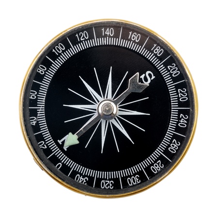 black compass with a metal arrow, isolatedの写真素材