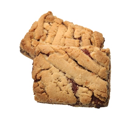 Several pieces of brown sweet cookies, isolatedの写真素材