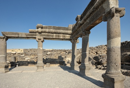Remains of ancient buildings in the Korazim national park, Israel.の写真素材