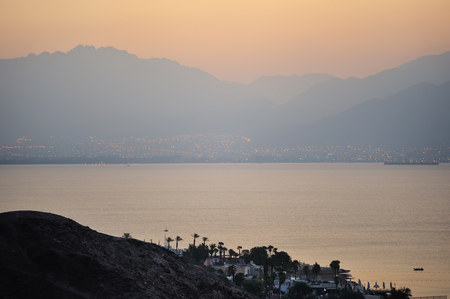 Coast of the Red Sea Gulf of Eilat in Israelの写真素材