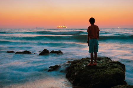 Mediterranean coast in southern Israel near the city of Ashkelonの写真素材