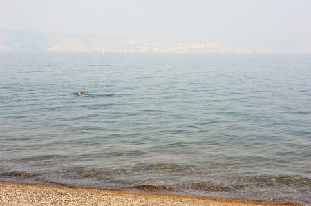 Sea of Galilee (Kinneret), the largest freshwater lake in Israelの写真素材