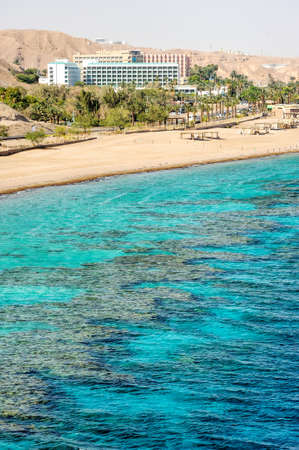 Coast of the Red Sea Gulf of Eilat in Israelの写真素材