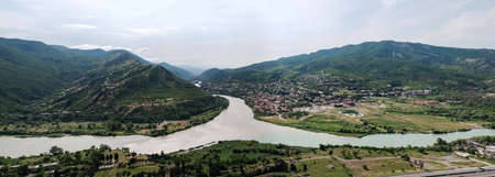 The city of Mtskheta in Georgia at the confluence of the Kura and Aragvi Rivers