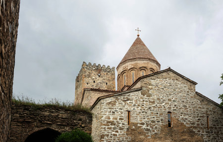 Medieval fortress Ananuri and Zhinvali Reservoir in the Caucasus Mountains