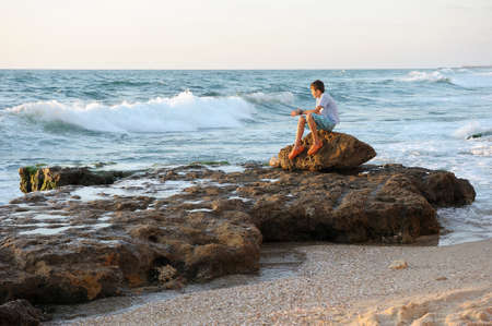 Mediterranean coast in southern Israel near the city of Ashkelonの写真素材