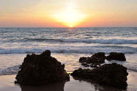 Mediterranean coast in southern Israel near the city of Ashkelonの写真素材