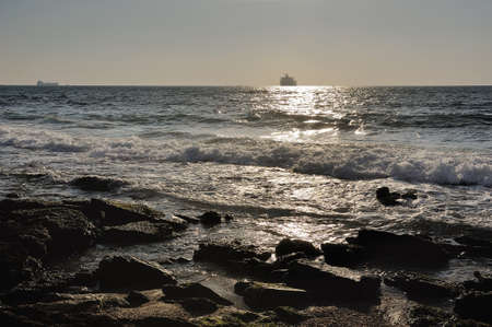 Mediterranean coast in southern Israel near the city of Ashkelonの写真素材