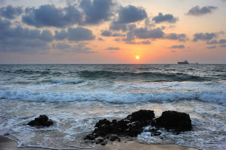 Mediterranean coast in southern Israel near the city of Ashkelonの写真素材