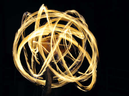 fire tracks on a long exposure during the fire show