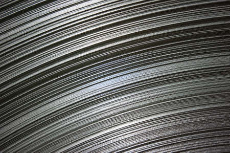 Metallurgical plant in Germany, rolls of steel sheets ready for shipment.