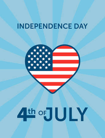 Independence day. Heart poster. 4th of Juli illustrationのイラスト素材