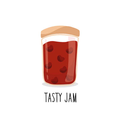 Tasty jam illustartion. Jam glassのイラスト素材