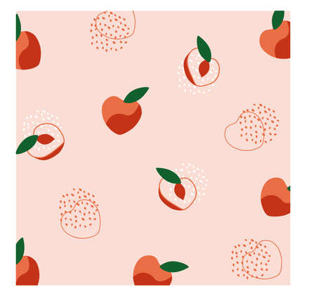 Peach pattern vector. Peach fruit background