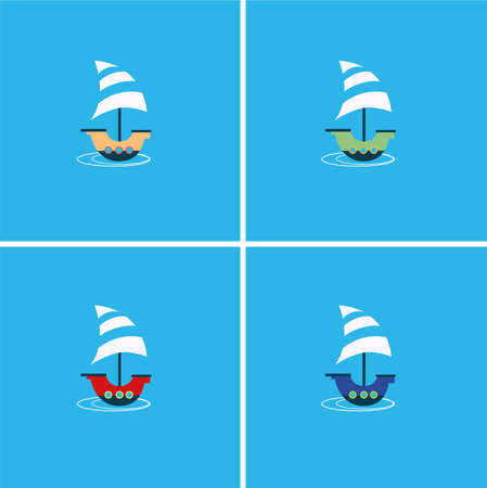 Ship color flat icon vectorのイラスト素材
