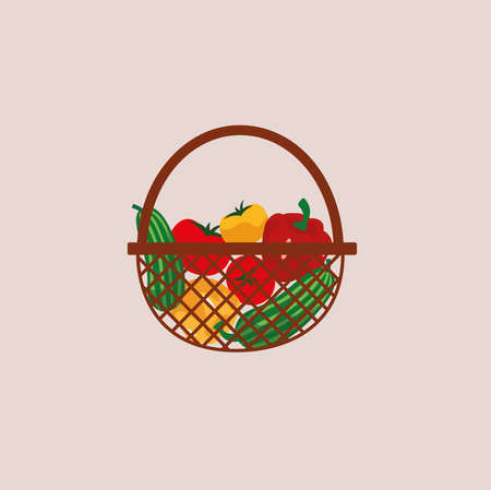 Eco basket icon. Organic vegetablesのイラスト素材