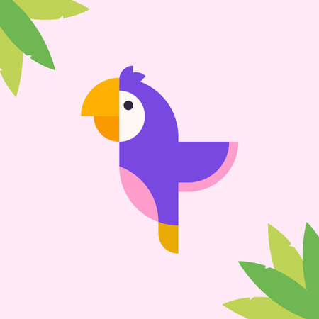 Parrot flat illustration. Bird characterのイラスト素材