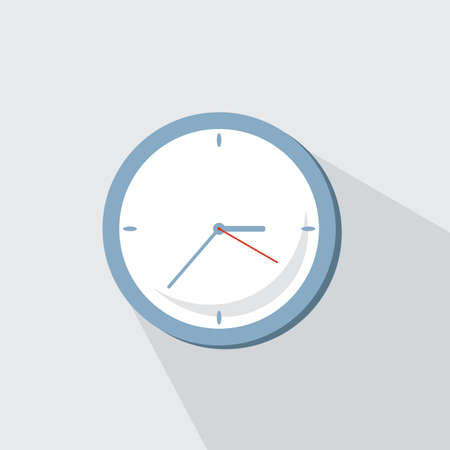 Clock icon in flat style, timer on blue background. Business watch. Vector design element for you projectのイラスト素材