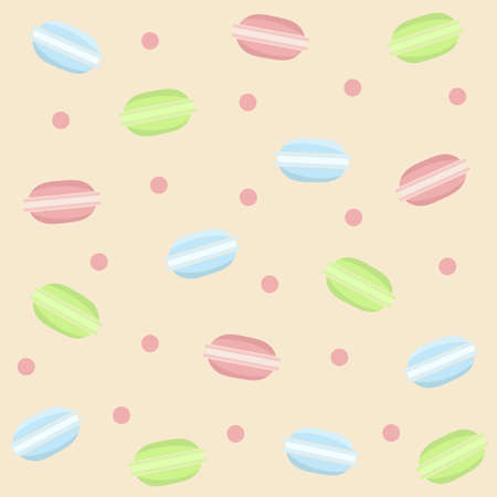 Macaroon pattern vector. Sweet backgroundのイラスト素材