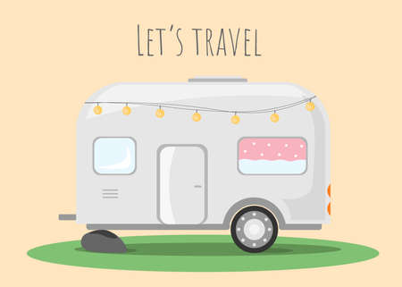 Caravan illustration. Motor home vectorのイラスト素材