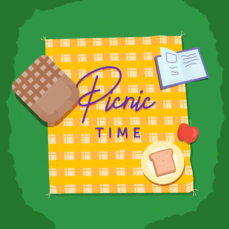 Picnic illustration. Picnic card \ poster design.のイラスト素材