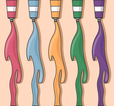 Set of colorful vector paint tubesのイラスト素材