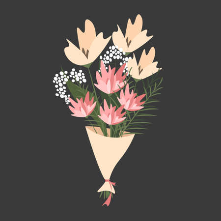 bouquet of white and pink flowersのイラスト素材