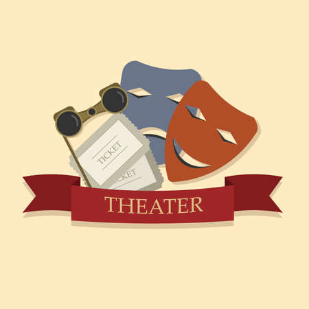 Illustration for theater poster. Theatrical mask vector - Royalty Free Image