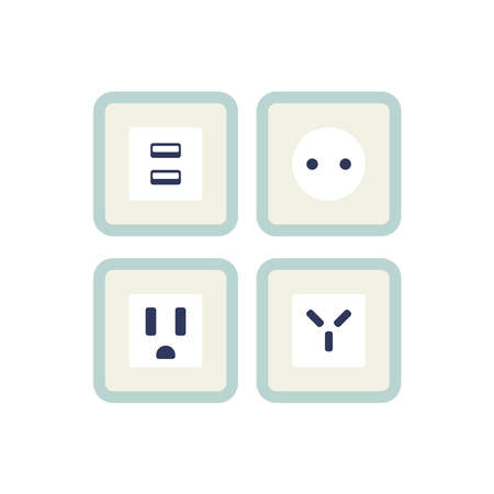 Socket flat icon set vector