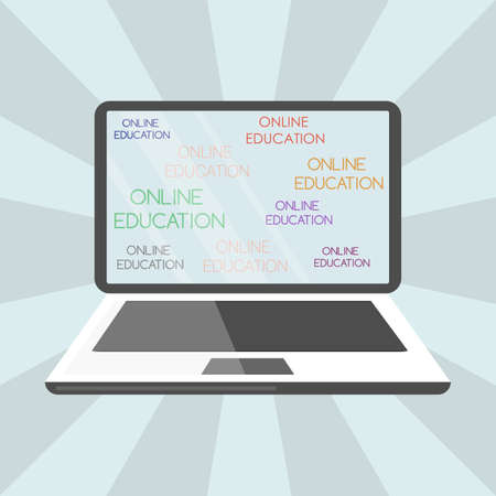 online learning on laptop illustrationのイラスト素材