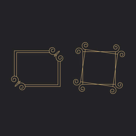 Ornament line gold frame vector setのイラスト素材