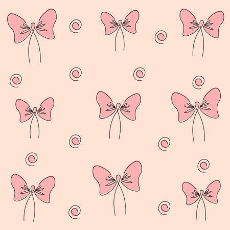 pink bow pattern. bow vectorのイラスト素材