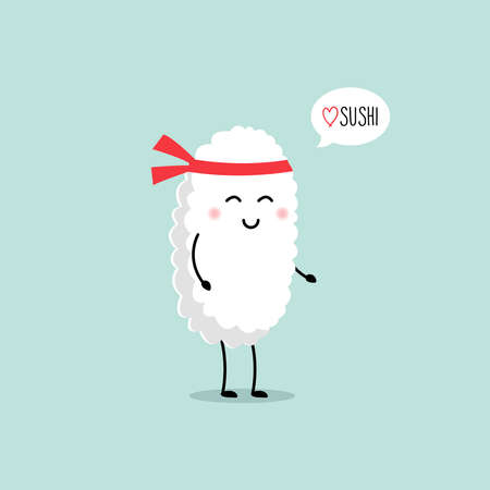 ninja cute sushi character illustrationのイラスト素材