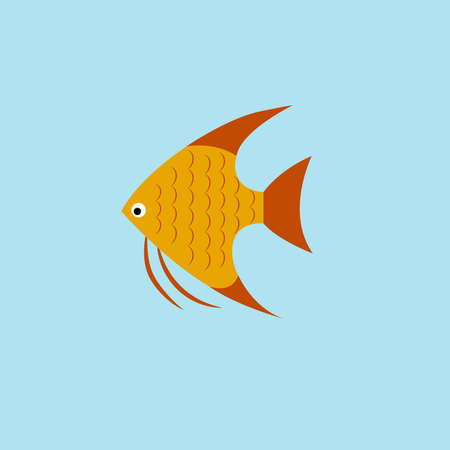 Sea, tropical, aquarium fish icon. Vector flat illustration isolated on white background.のイラスト素材