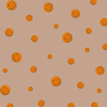 Chocolate chips cookies Seamless pattern bakery product flat designのイラスト素材
