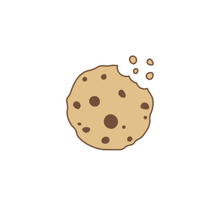 Cookies, bitten biscuit colored line icon.のイラスト素材