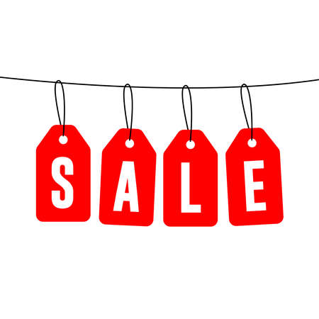 Set Of Four Hanging Red Angled Hangtags Saleのイラスト素材